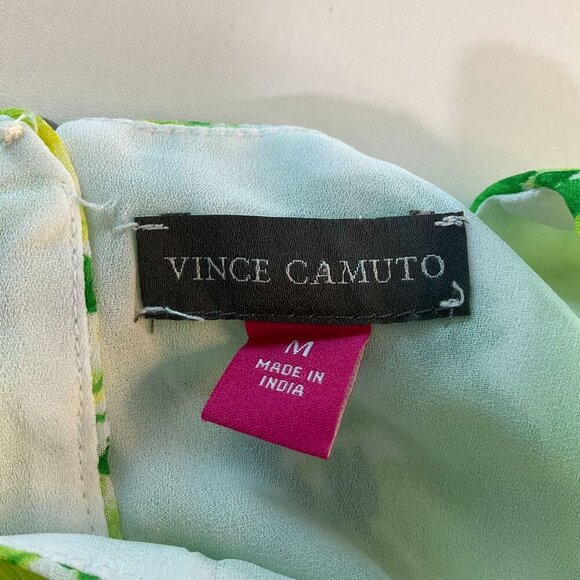 Vince Camuto Womens Floral Ruffle Flutter Short Sleeve Blouse Green Size Medium - Picture 5 of 10